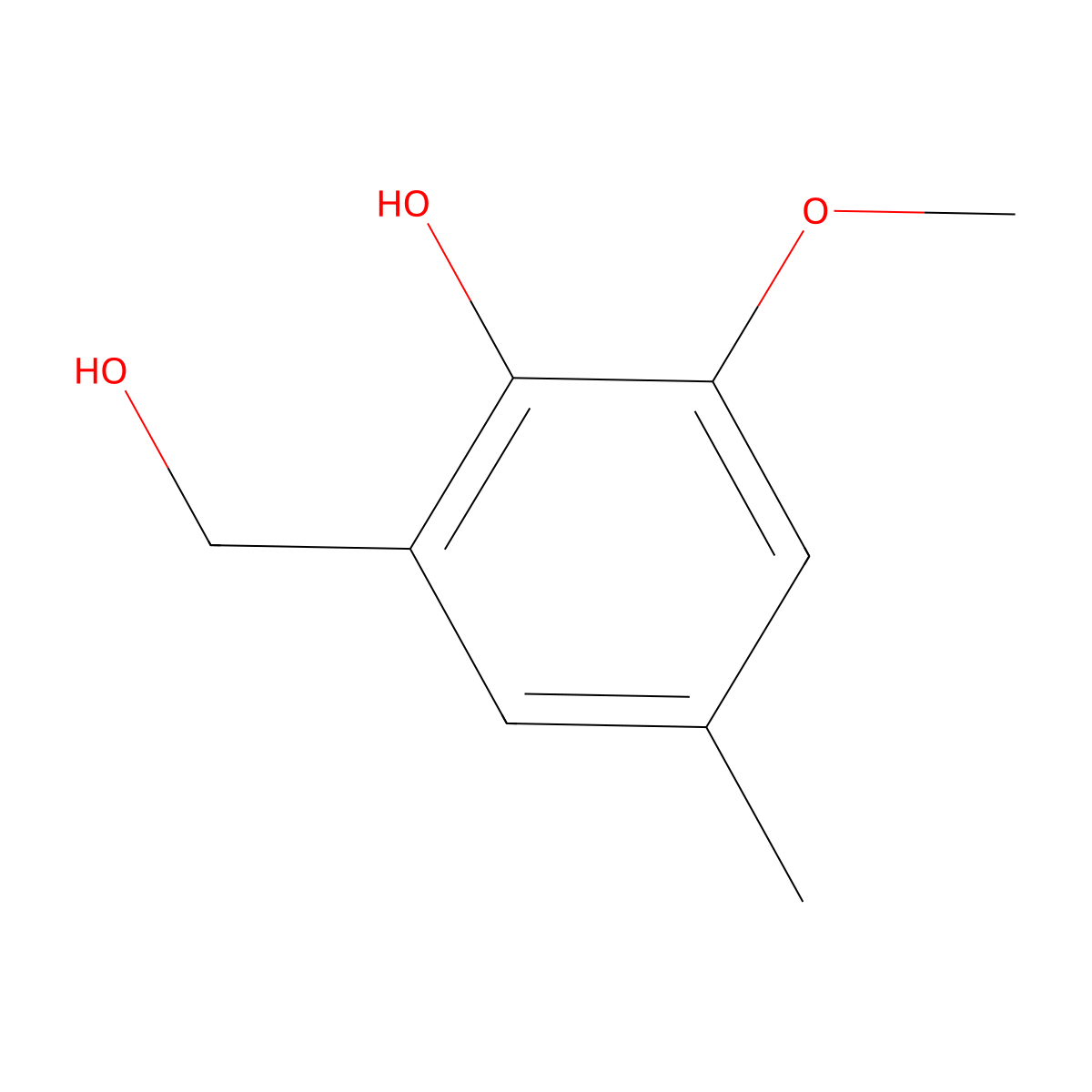 Benzenemethanol, 2-hydroxy-3-methoxy-5-methyl- molecular structure, CAS 7452-08-6