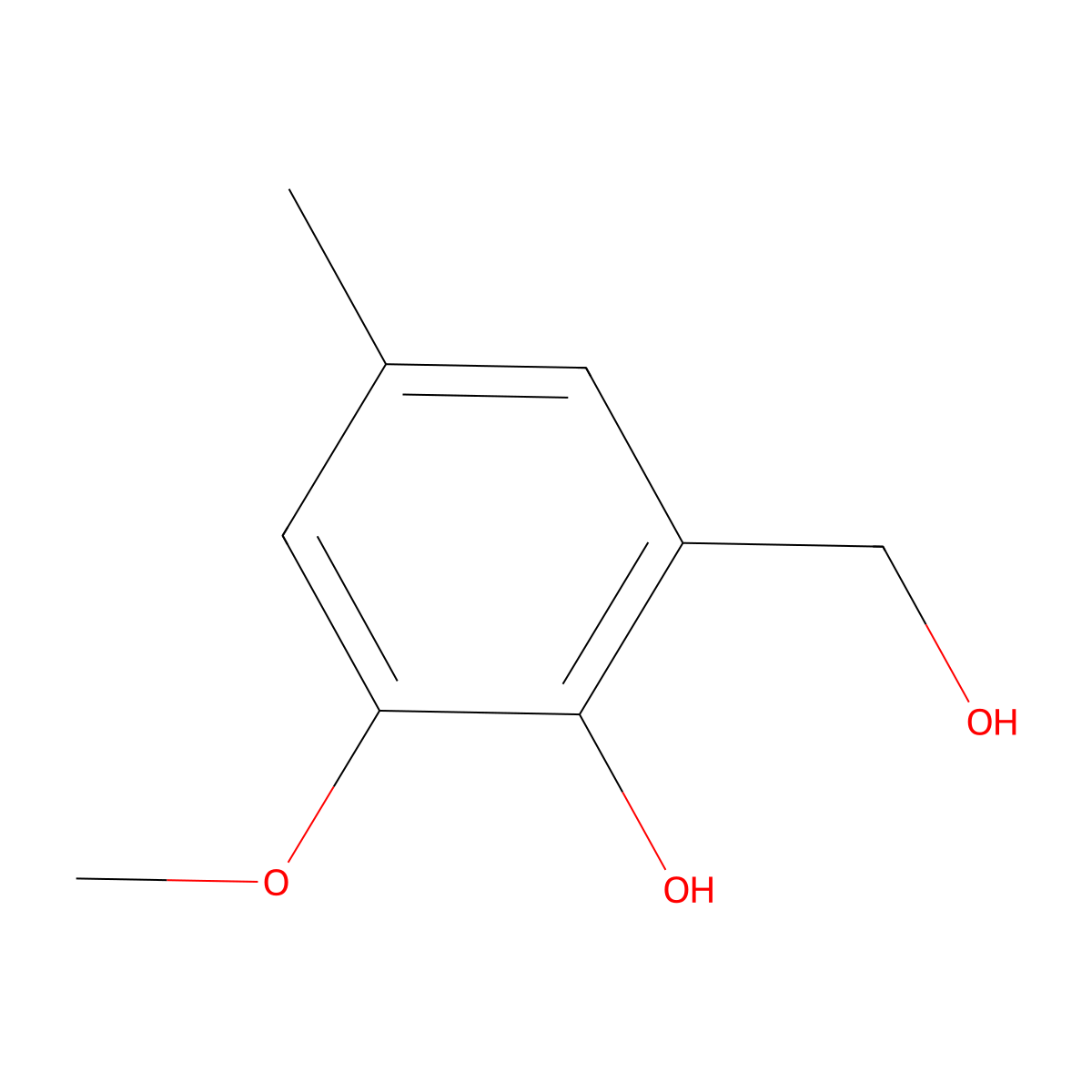 Benzenemethanol, 2-hydroxy-3-methoxy-5-methyl- molecular structure, CAS 7452-08-6