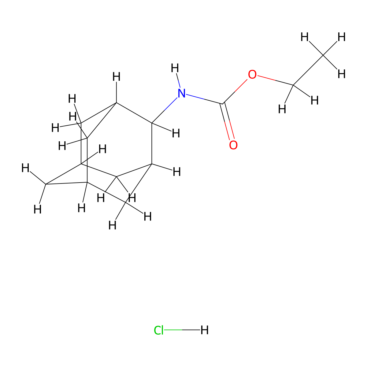 2-Adamantanecarbamic acid, ethyl ester, hydrochloride molecular structure, CAS 74525-99-8
