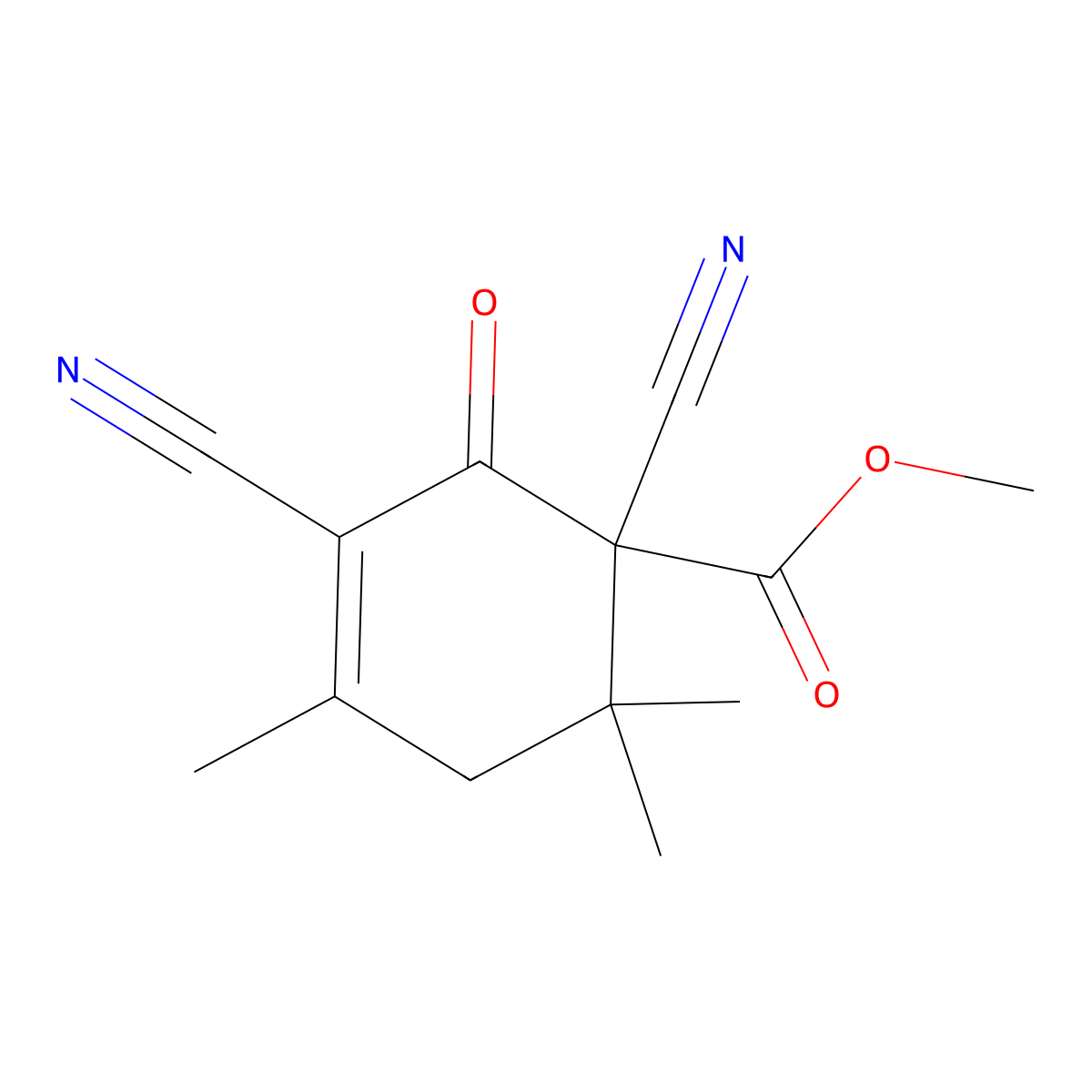 Methyl 1,3-dicyano-4,6,6-trimethyl-2-oxocyclohex-3-enecarboxylate molecular structure, CAS 74528-90-8