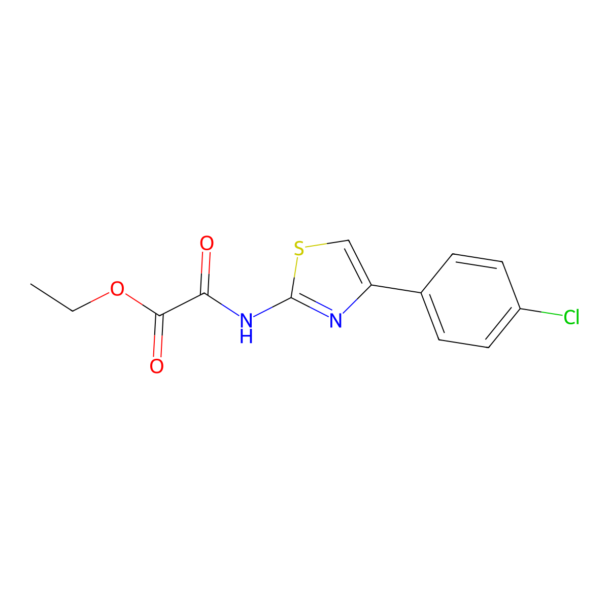 Acetic acid, ((4-(4-chlorophenyl)-2-thiazolyl)amino)oxo-, ethyl ester molecular structure, CAS 74531-91-2