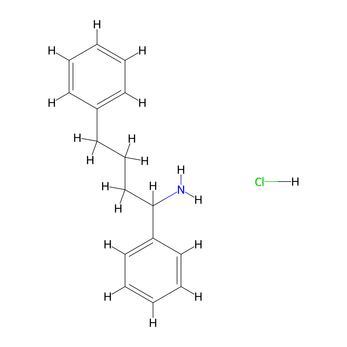1,4-Diphenylbutan-1-amine hydrochloride molecular structure, CAS 74533-88-3
