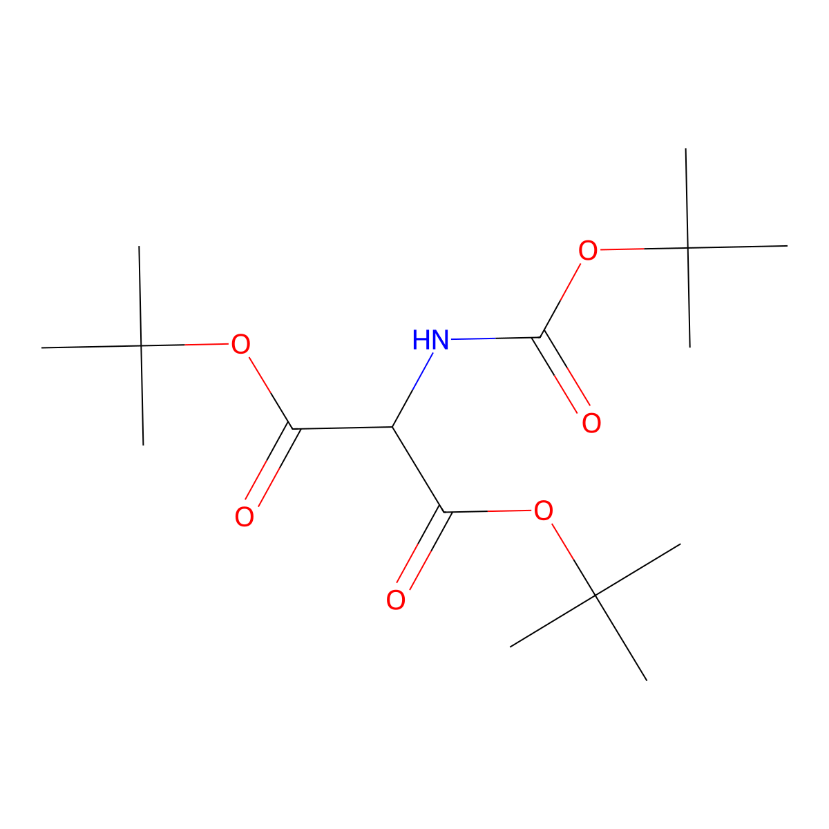 1,3-Di-tert-butyl 2-{[(tert-butoxy)carbonyl]amino}propanedioate molecular structure, CAS 74536-37-1