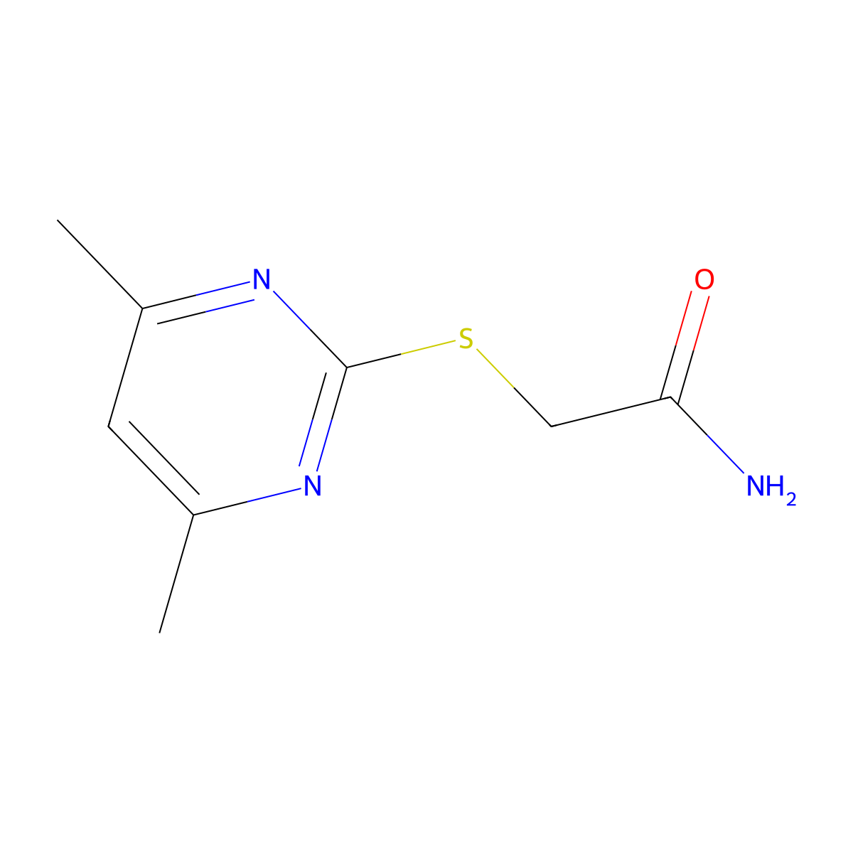 2-(4,6-Dimethylpyrimidin-2-yl)sulfanylacetamide molecular structure, CAS 74537-77-2