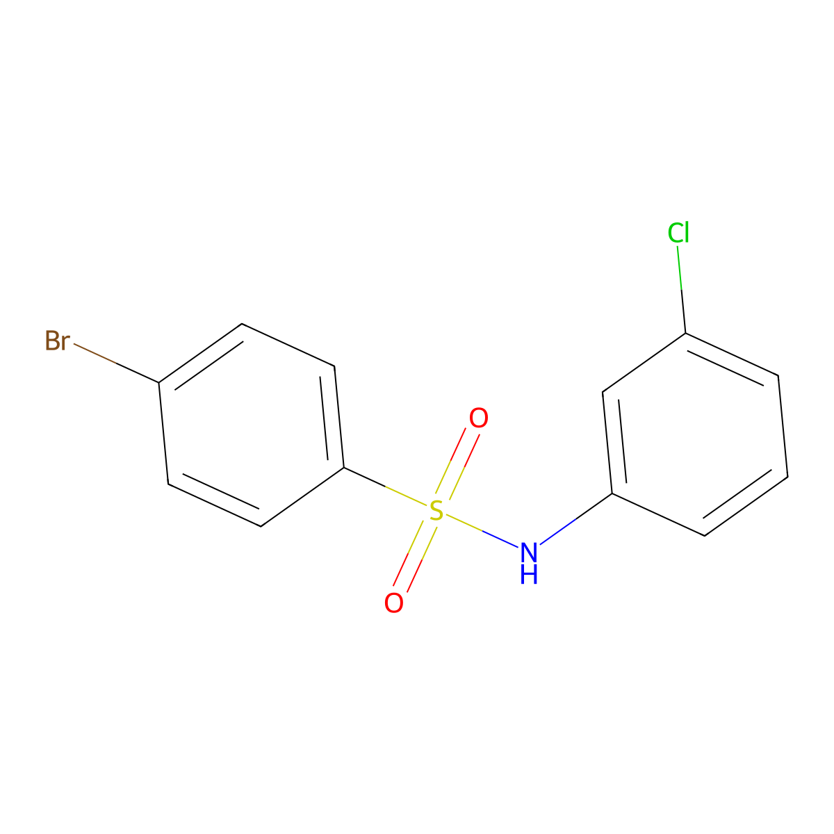 4-bromo-N-(3-chlorophenyl)benzenesulfonamide molecular structure, CAS 7454-56-0