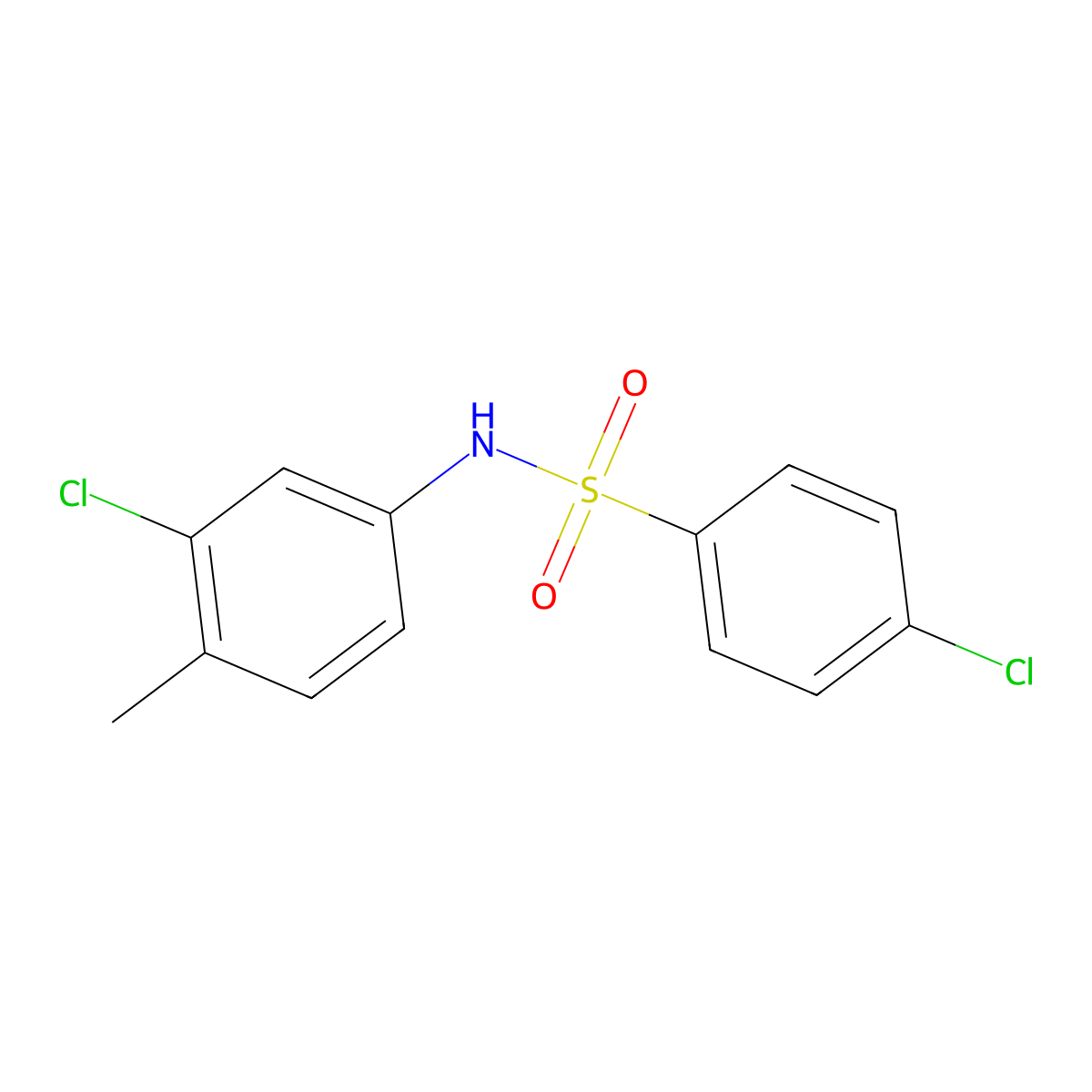 4-chloro-N-(3-chloro-4-methylphenyl)benzenesulfonamide molecular structure, CAS 7454-71-9