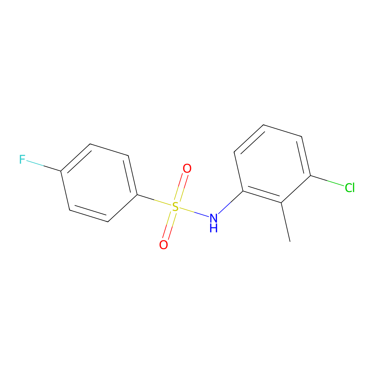 N-(3-chloro-2-methylphenyl)-4-fluorobenzenesulfonamide molecular structure, CAS 7454-82-2