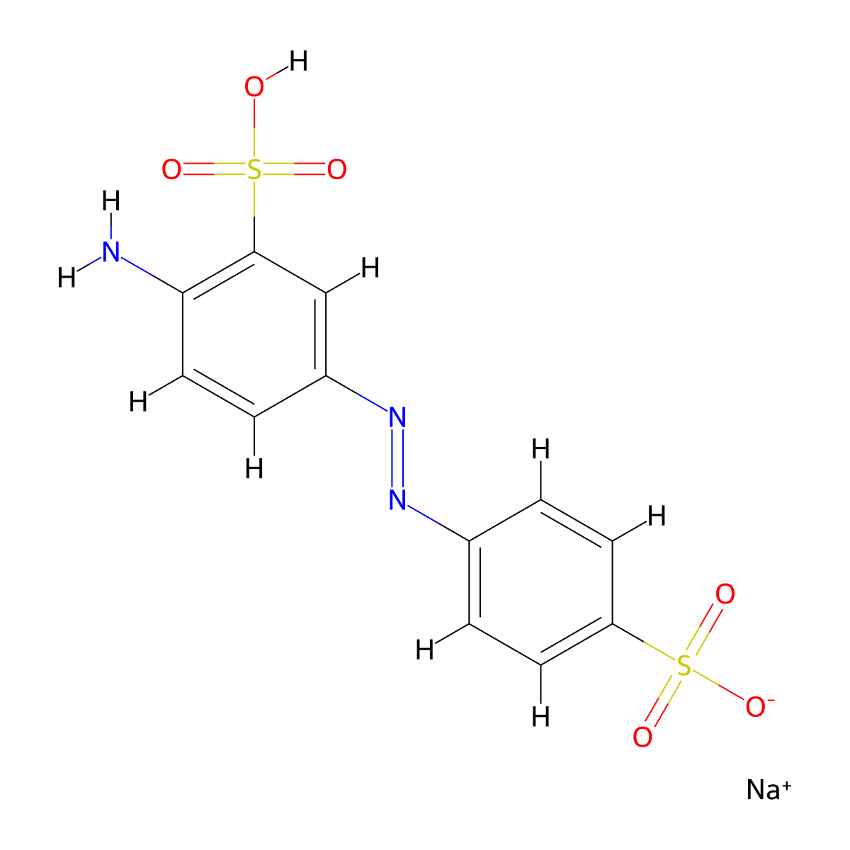 Sodium hydrogen 4-aminoazobenzene-3,4'-disulphonate molecular structure, CAS 74543-21-8