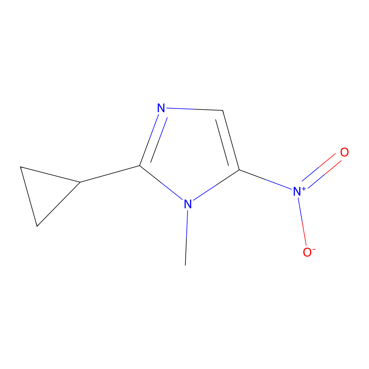 1H-Imidazole, 2-cyclopropyl-1-methyl-5-nitro- molecular structure, CAS 74550-87-1