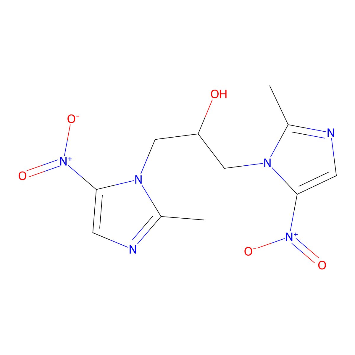 1,3-Bis(2-methyl-5-nitro-1h-imidazol-1-yl)propan-2-ol molecular structure, CAS 74550-92-8