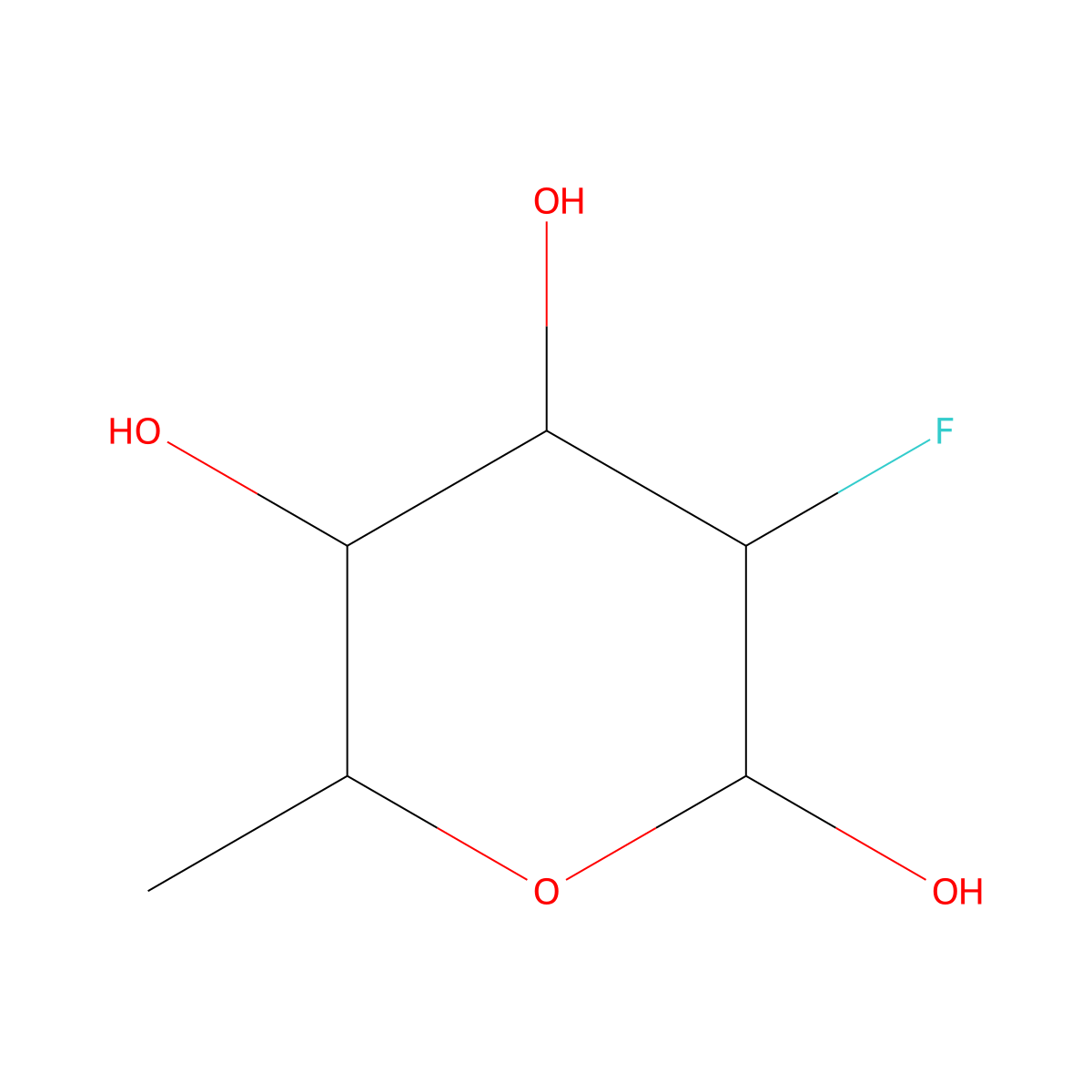 alpha-L-2-Fluorofucopyranose molecular structure, CAS 74554-11-3