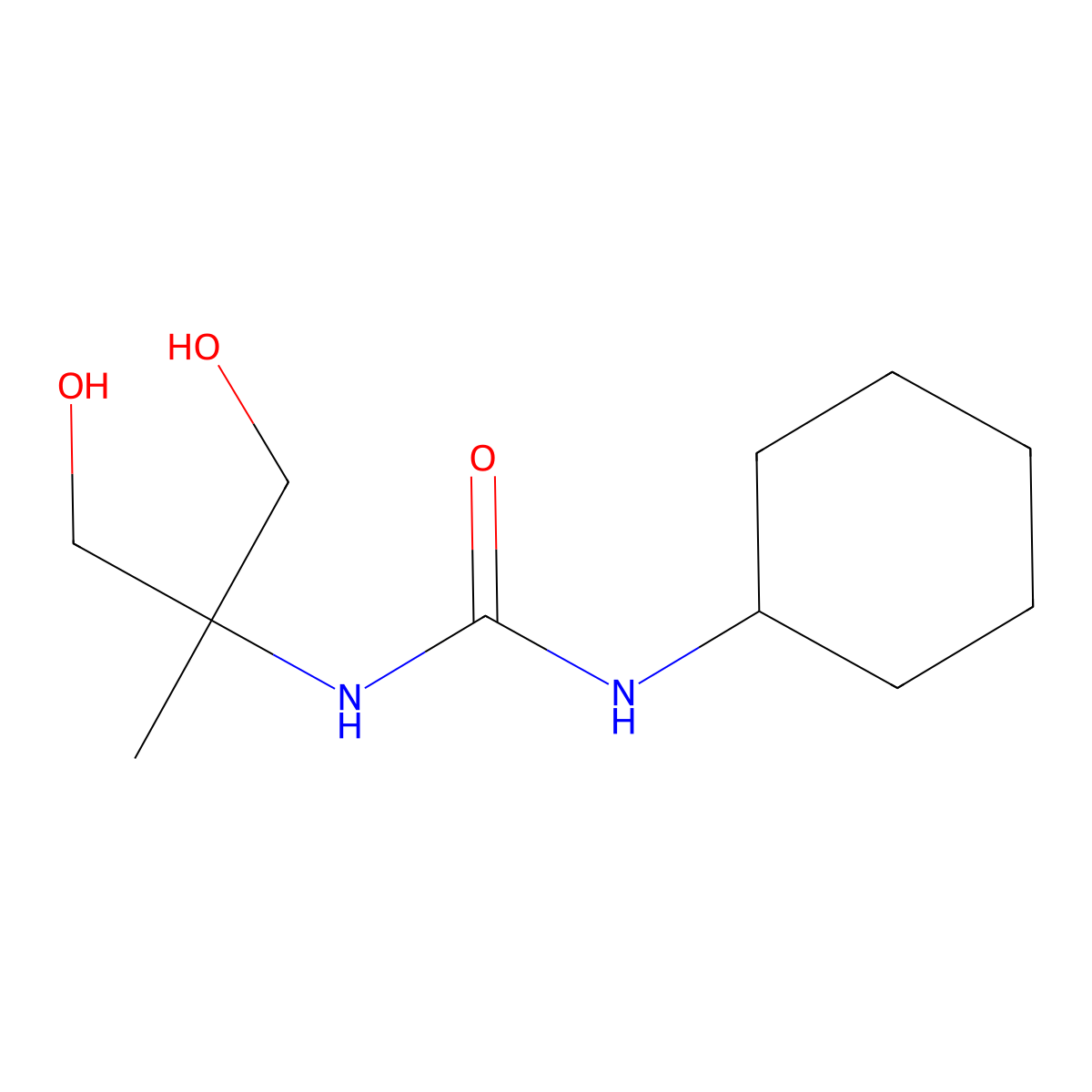 N-Cyclohexyl-N'-(2-hydroxy-1-(hydroxymethyl)-1-methylethyl)urea molecular structure, CAS 74555-67-2