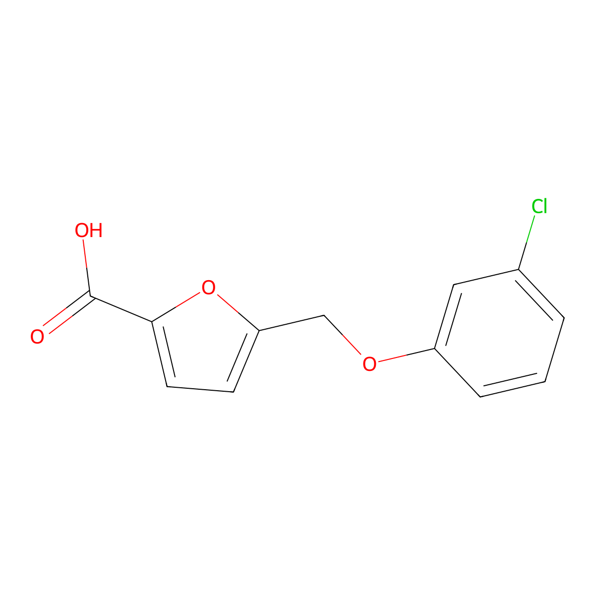 5-[(3-Chlorophenoxy)methyl]-2-furoic acid molecular structure, CAS 74556-56-2
