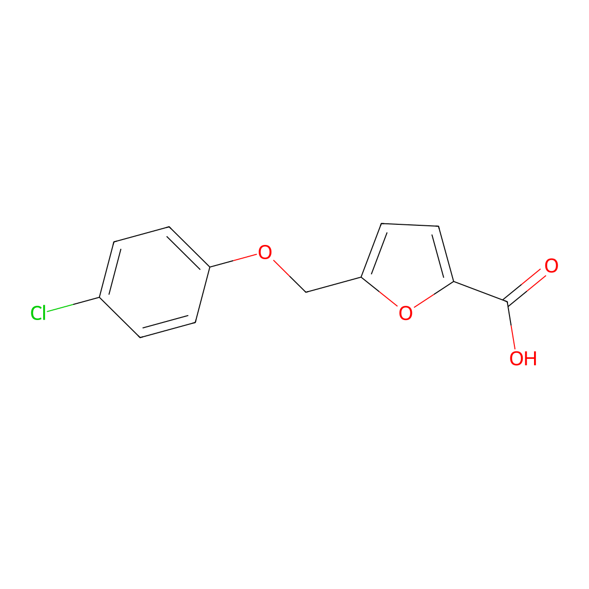 5-((4-Chlorophenoxy)methyl)furan-2-carboxylic acid molecular structure, CAS 74556-57-3