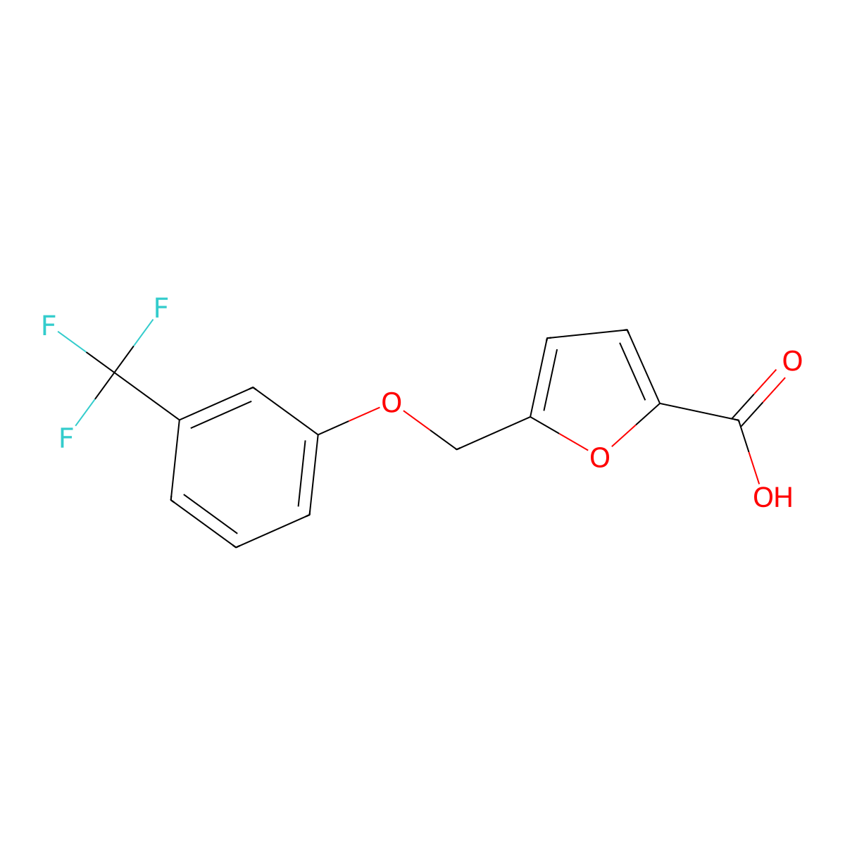 5-([3-(Trifluoromethyl)phenoxy]methyl)-2-furoic acid molecular structure, CAS 74556-59-5