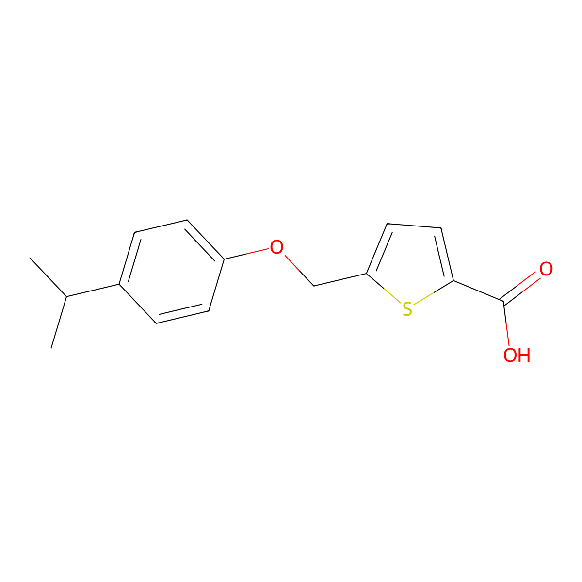 5-[(4-Isopropylphenoxy)methyl]thiophene-2-carboxylic acid molecular structure, CAS 74556-66-4