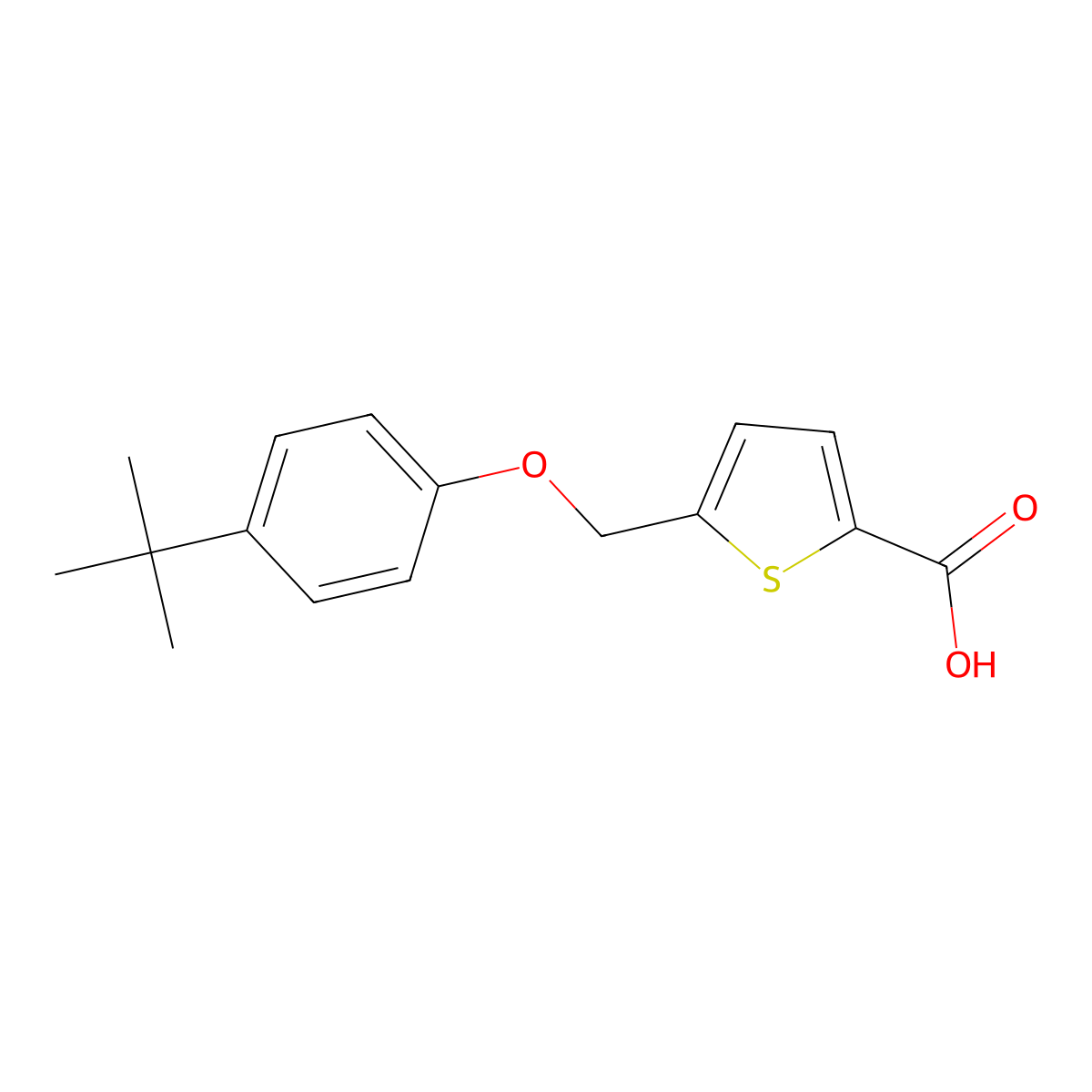 5-[(4-Tert-butylphenoxy)methyl]thiophene-2-carboxylic acid molecular structure, CAS 74556-68-6