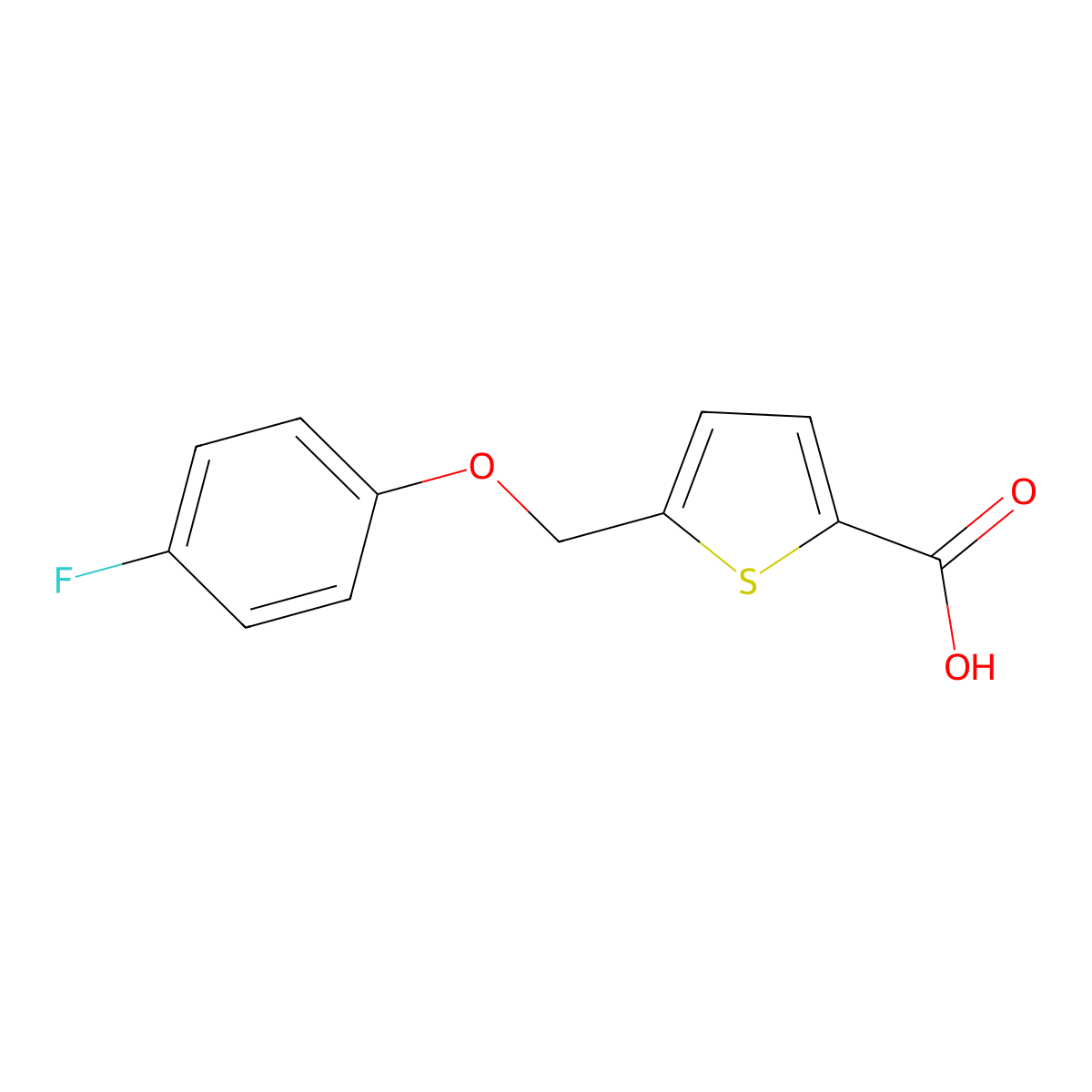 5-[(4-Fluorophenoxy)methyl]thiophene-2-carboxylic acid molecular structure, CAS 74556-80-2