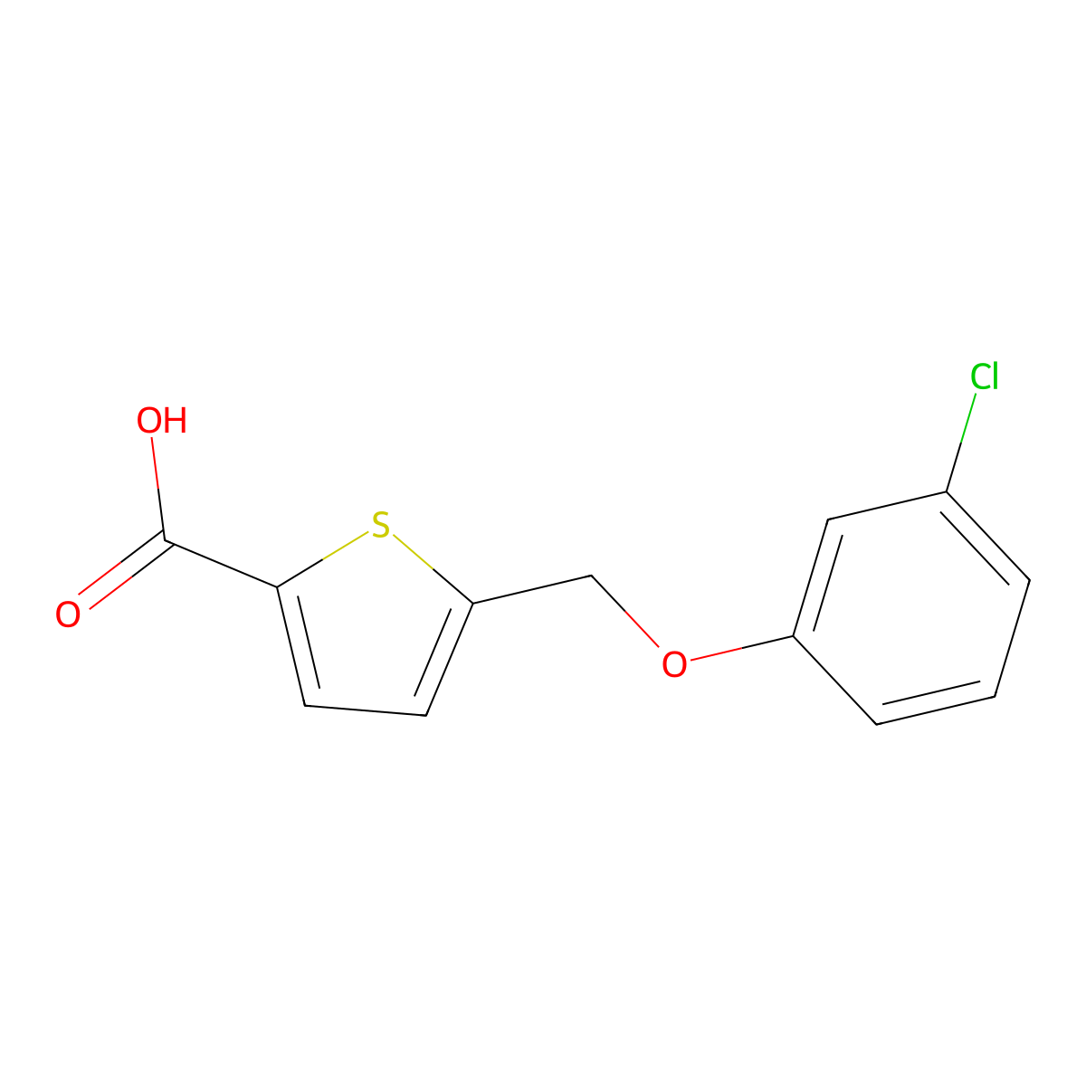 5-[(3-Chlorophenoxy)methyl]thiophene-2-carboxylic acid molecular structure, CAS 74556-81-3