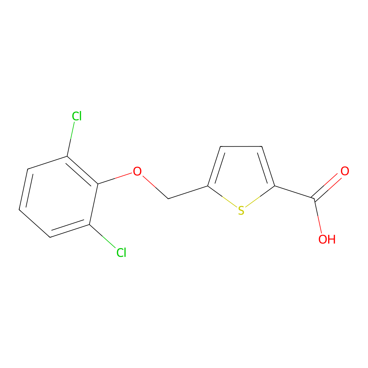 5-[(2,6-Dichlorophenoxy)methyl]thiophene-2-carboxylic acid molecular structure, CAS 74556-86-8