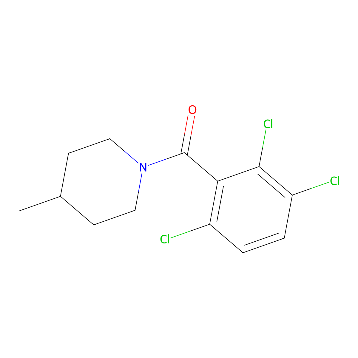 4-Methyl-1-(2,3,6-trichlorobenzoyl)piperidine molecular structure, CAS 7456-09-9