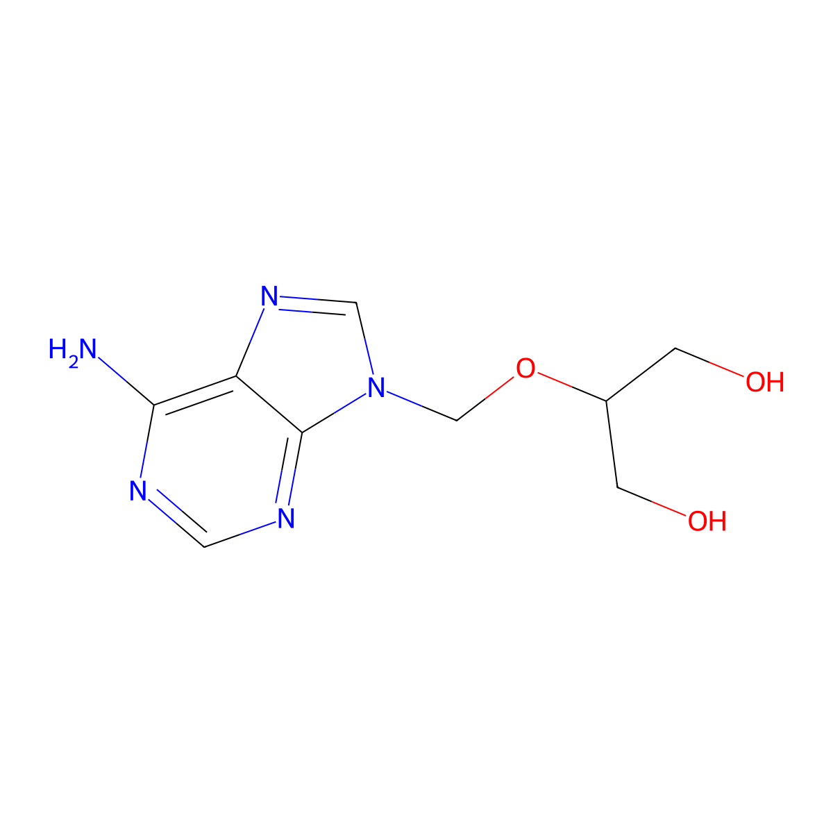 1,3-Propanediol, 2-[(6-amino-9H-purin-9-yl)methoxy]- molecular structure, CAS 74564-17-3