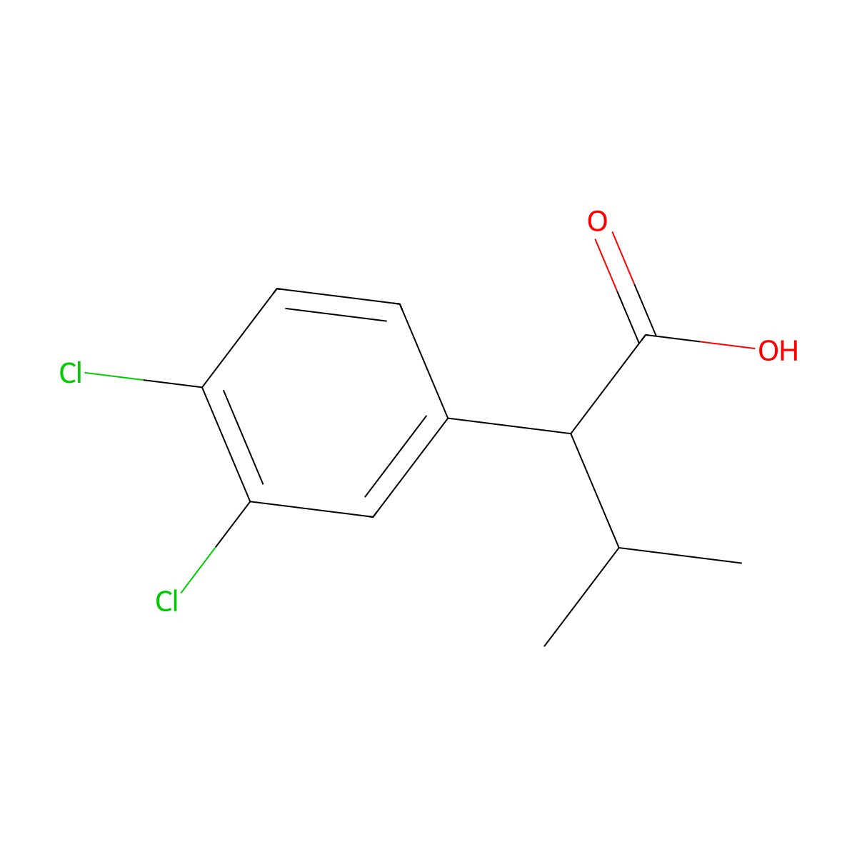 2-(3,4-Dichlorophenyl)-3-methylbutanoic acid molecular structure, CAS 74569-33-8