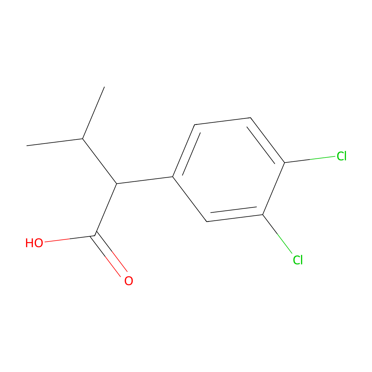 2-(3,4-Dichlorophenyl)-3-methylbutanoic acid molecular structure, CAS 74569-33-8