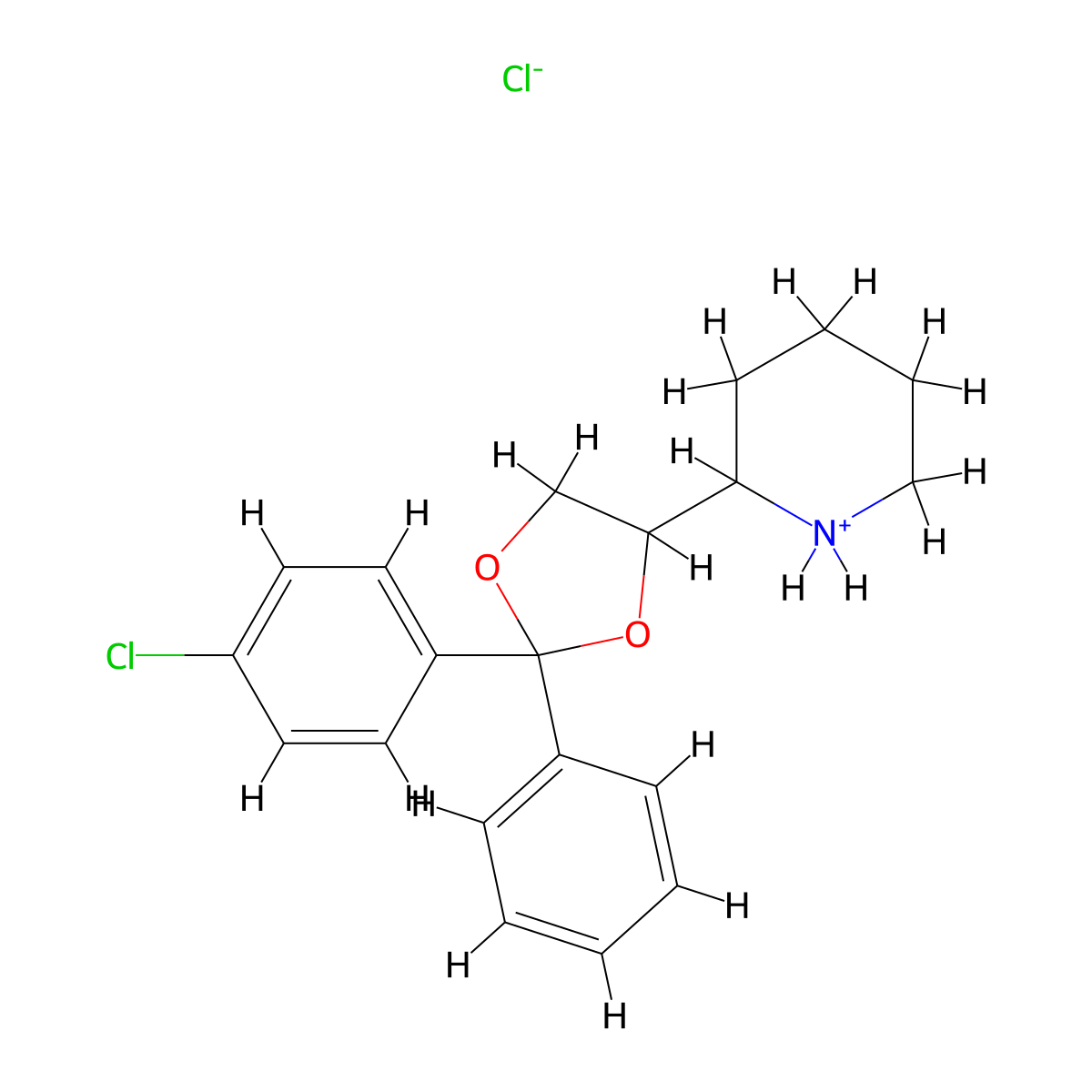 1,3-Dioxolane, 2-(p-chlorophenyl)-2-phenyl-4-(2-piperidyl)-, hydrochloride molecular structure, CAS 7457-28-5