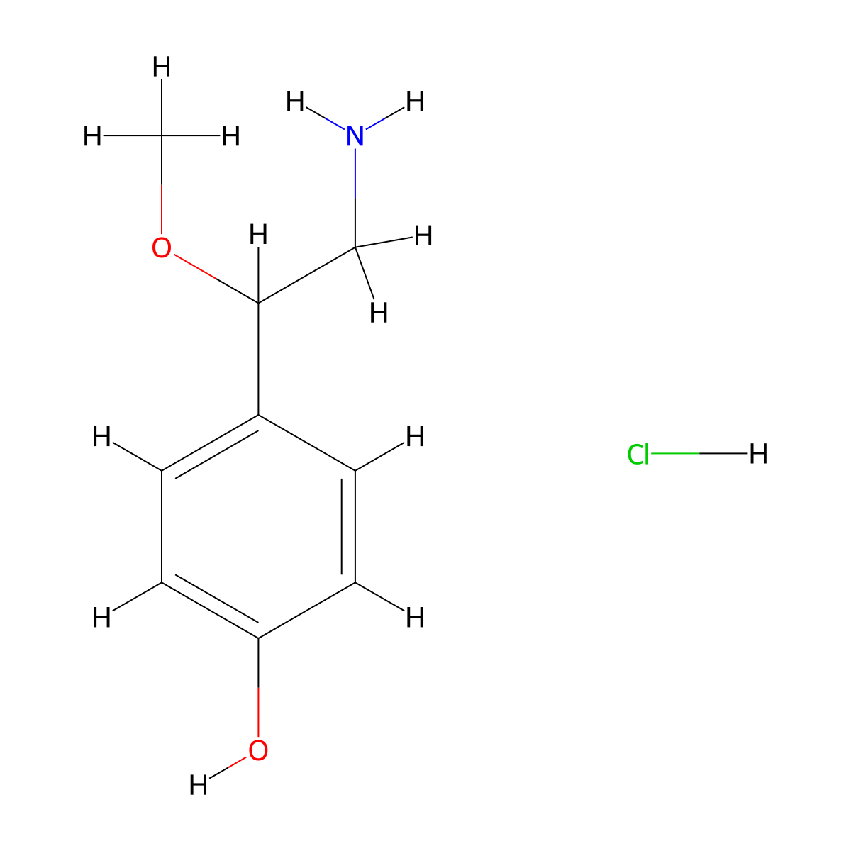 4-(2-Amino-1-methoxyethyl)phenolhydrochloride molecular structure, CAS 74571-92-9