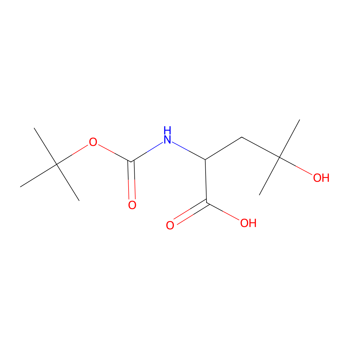 2-{[(Tert-butoxy)carbonyl]amino}-4-hydroxy-4-methylpentanoic acid molecular structure, CAS 745738-13-0
