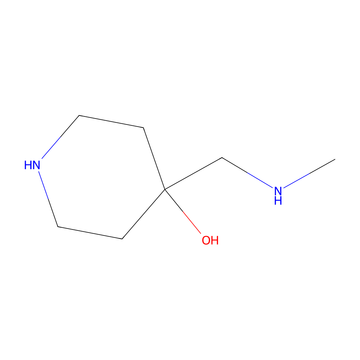 4-[(Methylamino)methyl]piperidin-4-ol molecular structure, CAS 745755-26-4