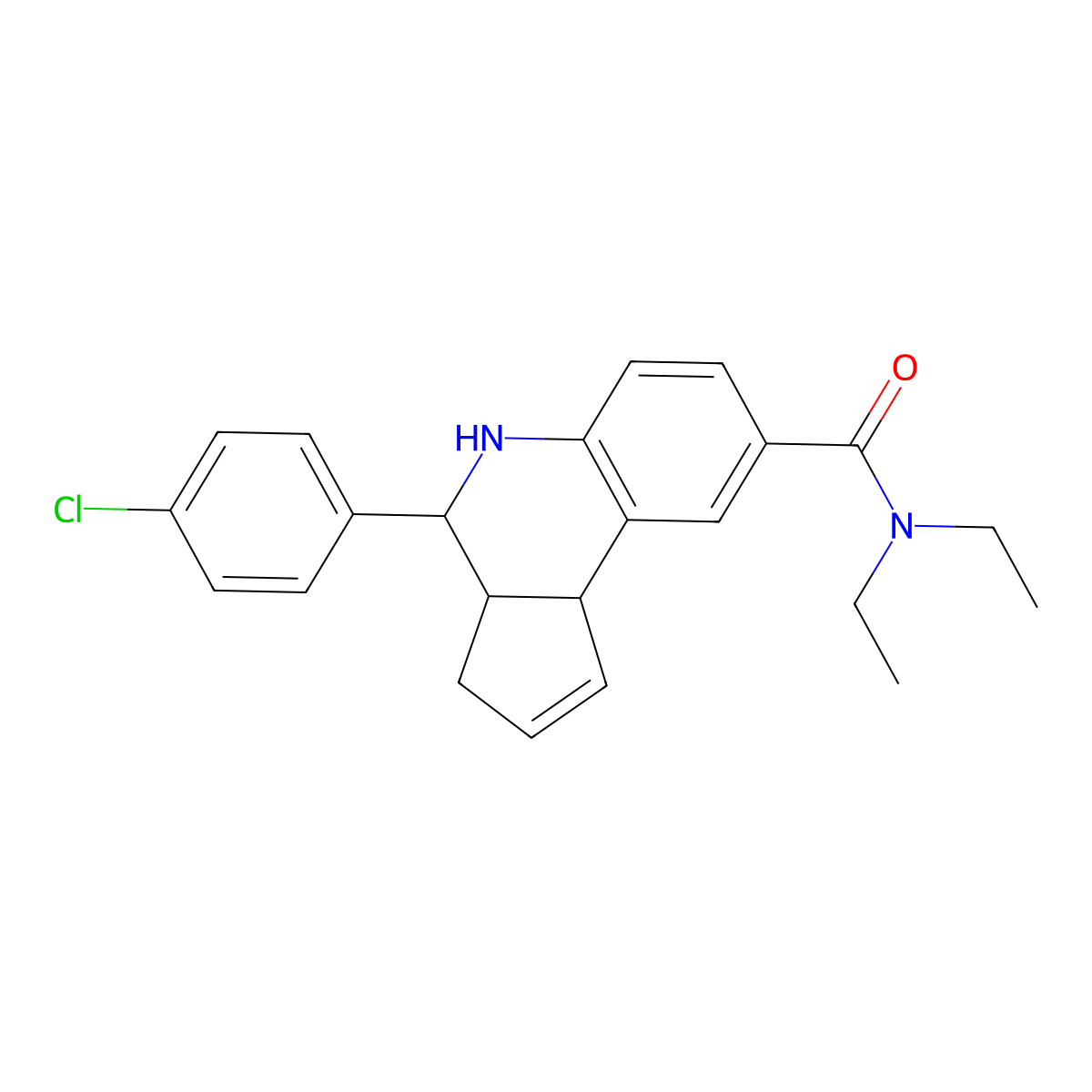 4-(4-chlorophenyl)-N,N-diethyl-3a,4,5,9b-tetrahydro-3H-cyclopenta[c]quinoline-8-carboxamide molecular structure, CAS 745787-20-6