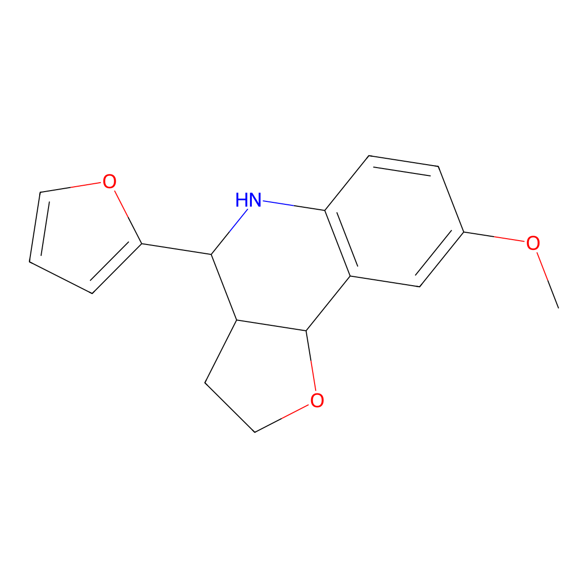 4-Furan-2-yl-8-methoxy-2,3,3a,4,5,9b-hexahydro-furo[3,2-c]quinoline molecular structure, CAS 745787-23-9