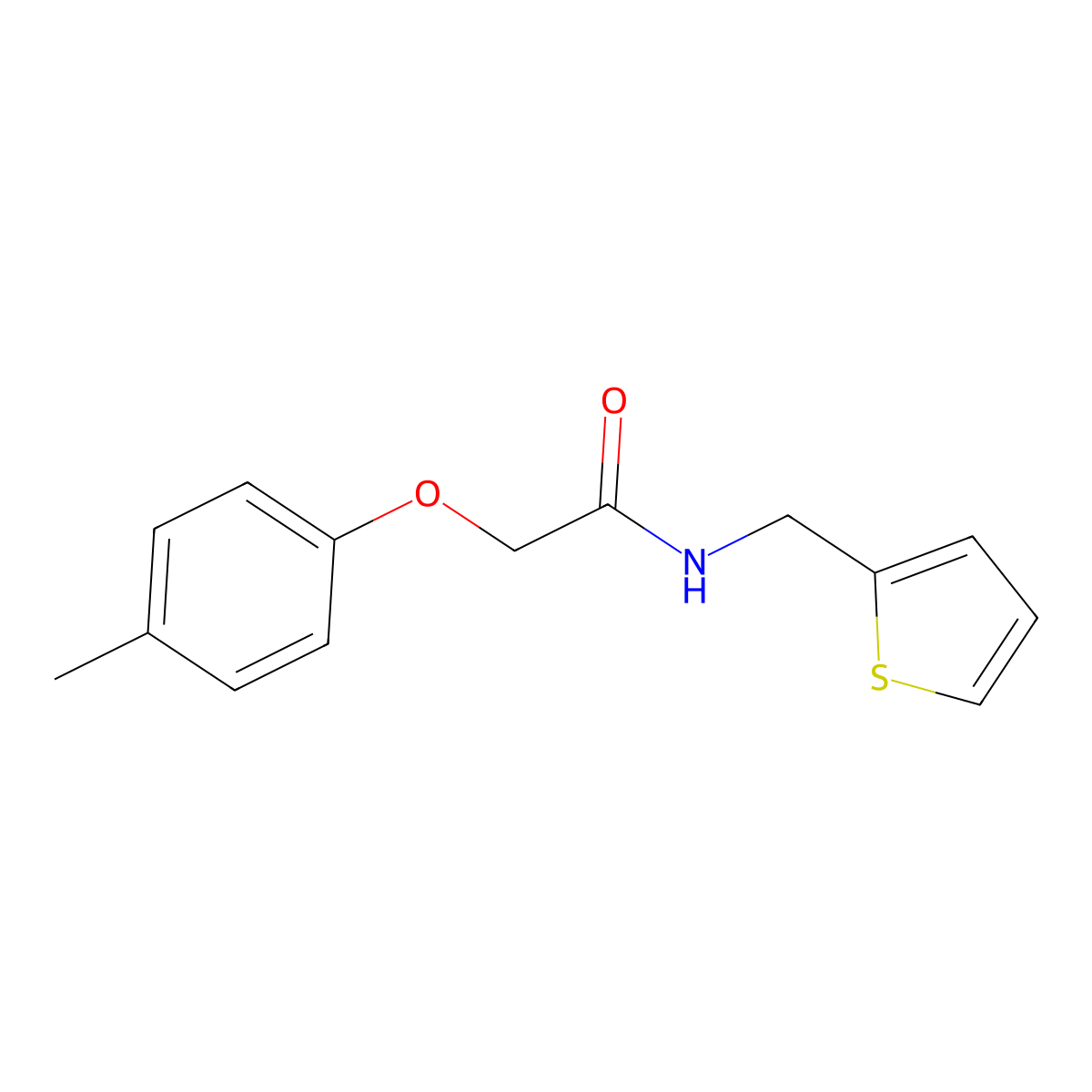 2-(4-methylphenoxy)-N-[(thiophen-2-yl)methyl]acetamide molecular structure, CAS 745789-09-7