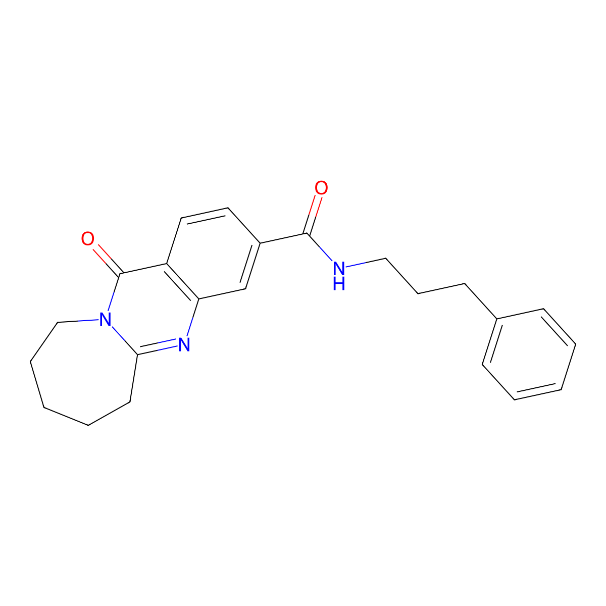 12-oxo-N-(3-phenylpropyl)-6,7,8,9,10,12-hexahydroazepino[2,1-b]quinazoline-3-carboxamide molecular structure, CAS 745791-14-4