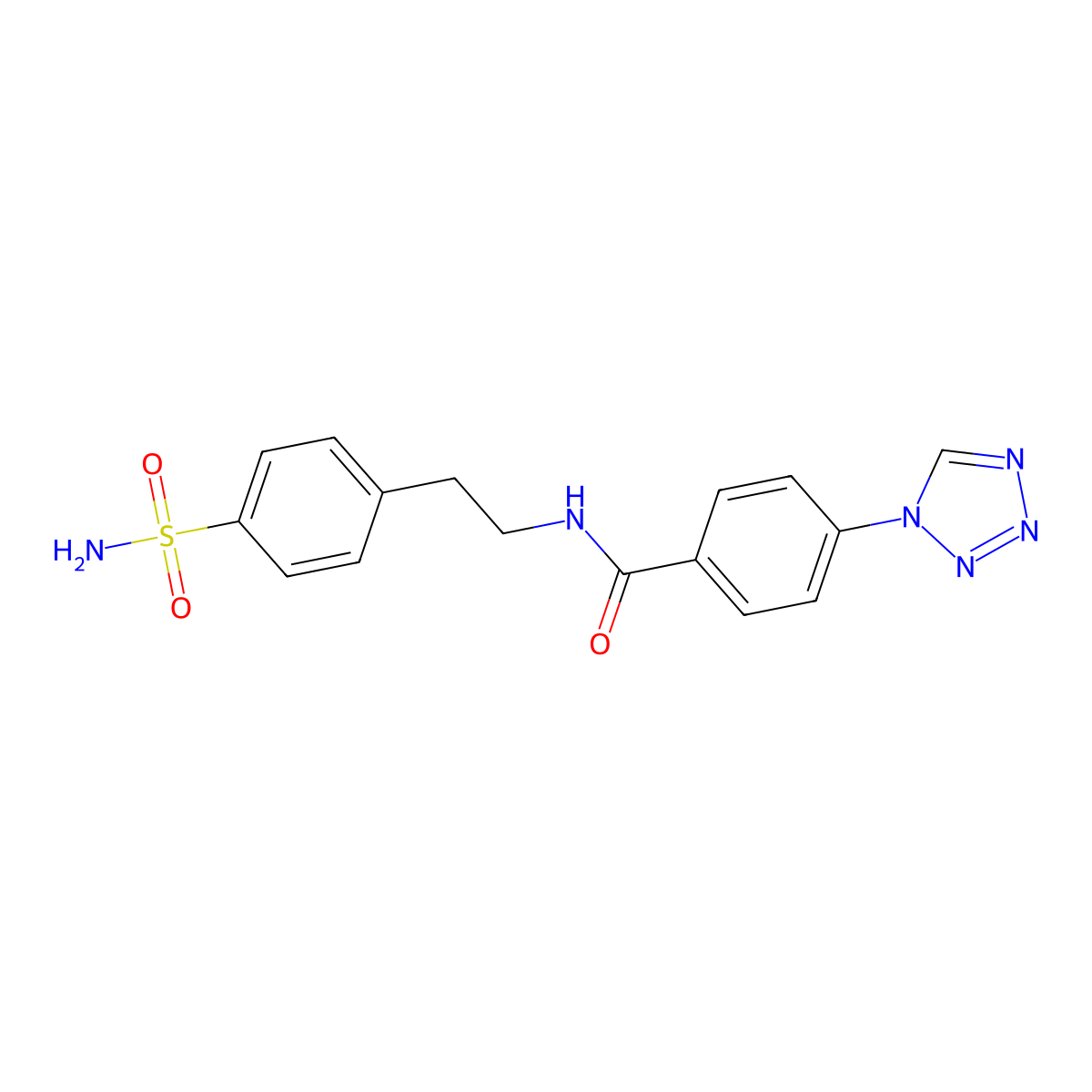 N-[2-(4-sulfamoylphenyl)ethyl]-4-(1H-tetrazol-1-yl)benzamide molecular structure, CAS 745792-95-4