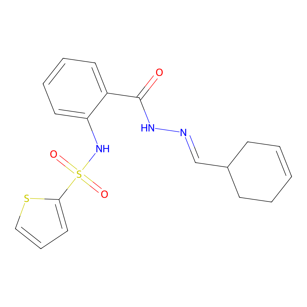 N-(2-{N'-[(cyclohex-3-en-1-yl)methylidene]hydrazinecarbonyl}phenyl)thiophene-2-sulfonamide molecular structure, CAS 745797-02-8