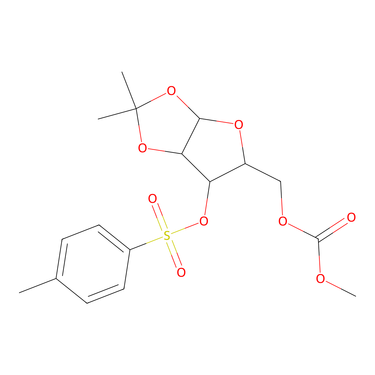 5-O-Carbomethoxy-1,2-O-iso-propylidene-3-O-(P-tolyl-sulfonyl)-alpha-D-xylofuranose molecular structure, CAS 74580-94-2