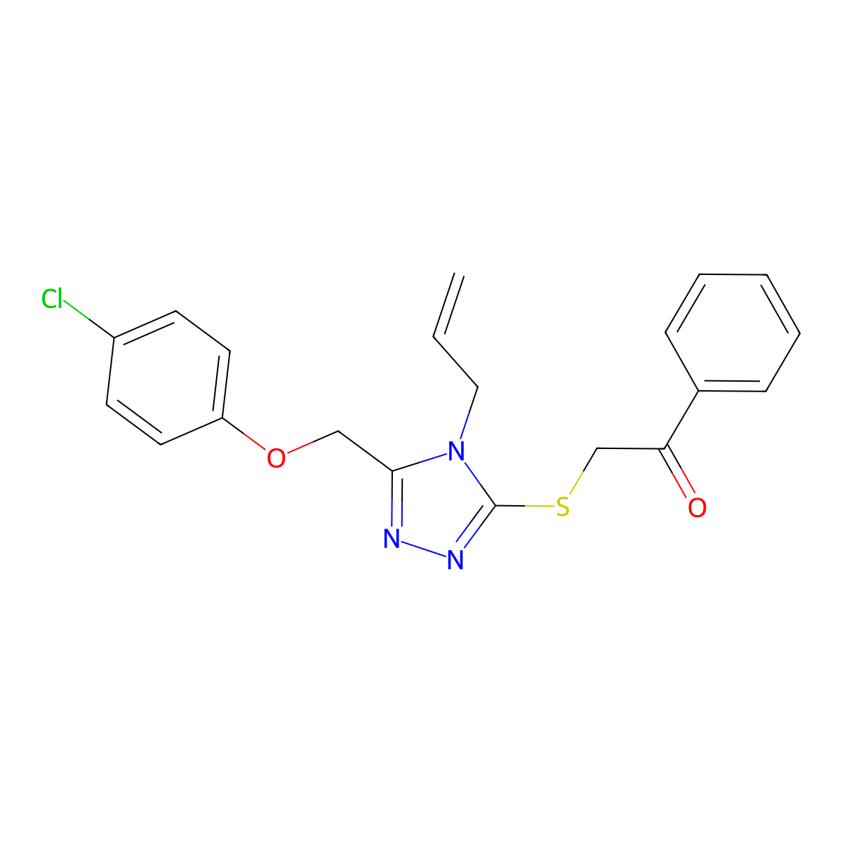 2-({5-[(4-chlorophenoxy)methyl]-4-(prop-2-en-1-yl)-4H-1,2,4-triazol-3-yl}sulfanyl)-1-phenylethanone molecular structure, CAS 745805-79-2