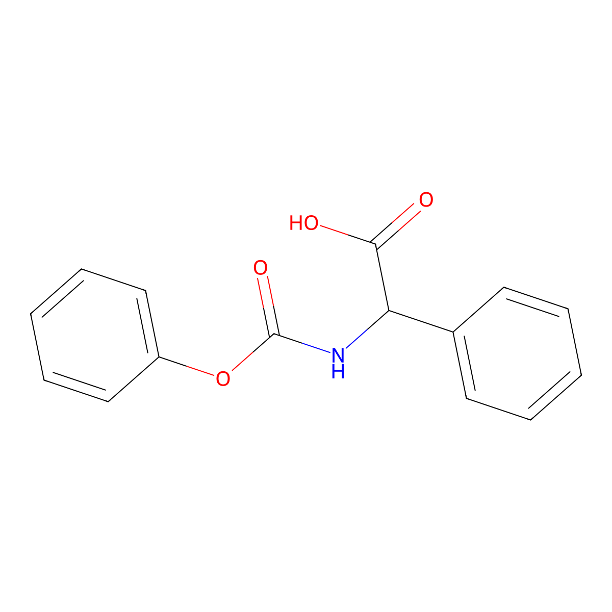 2-((Phenoxycarbonyl)amino)-2-phenylacetic acid molecular structure, CAS 74581-11-6