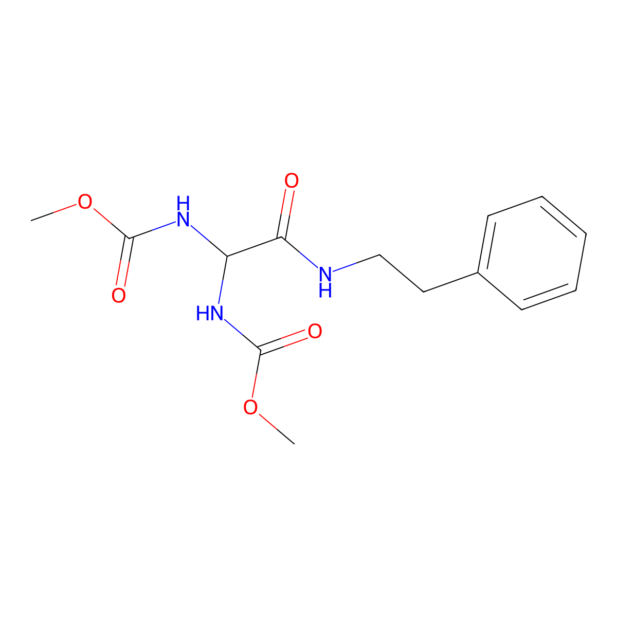Dimethyl (2-oxo-2-(phenethylamino)ethane-1,1-diyl)dicarbamate molecular structure, CAS 74581-18-3
