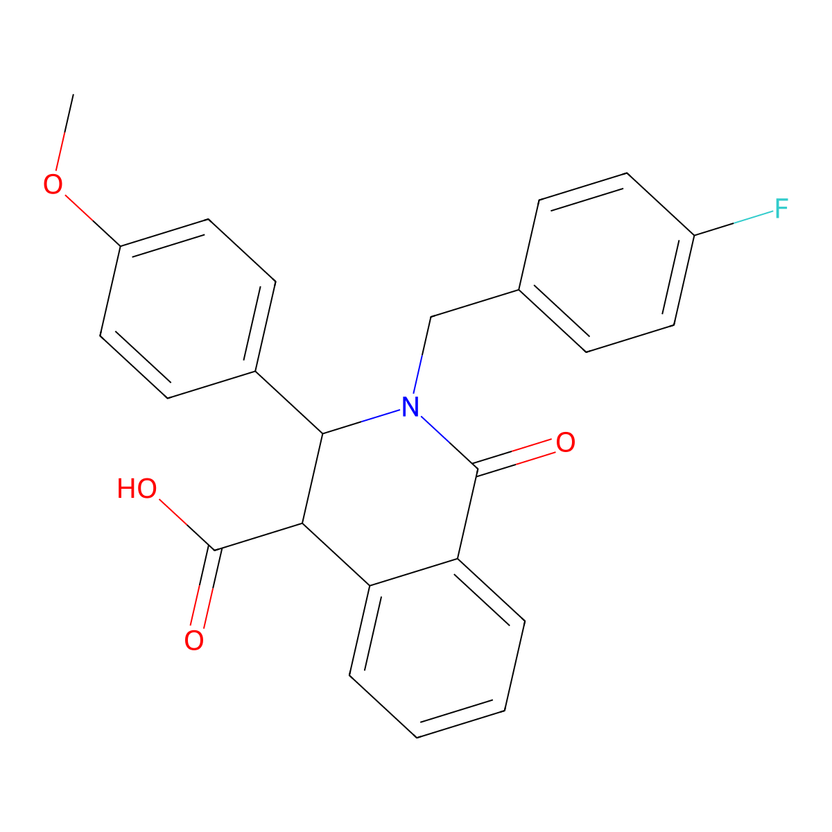 (3R,4R)-2-[(4-fluorophenyl)methyl]-3-(4-methoxyphenyl)-1-oxo-3,4-dihydroisoquinoline-4-carboxylic acid molecular structure, CAS 745814-31-7
