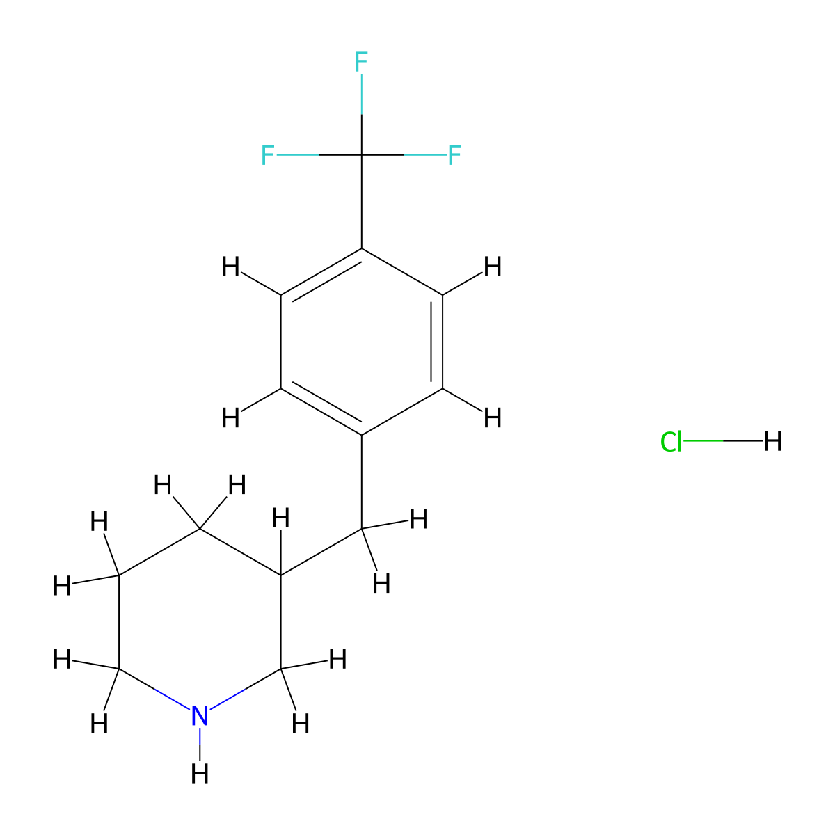 3-[4-(Trifluoromethyl)benzyl]piperidine hydrochloride molecular structure, CAS 745817-31-6