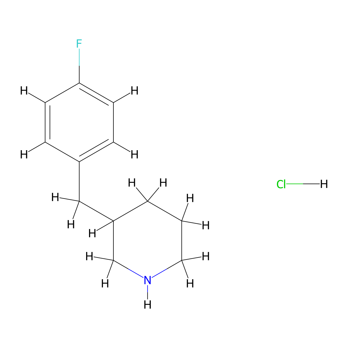 3-(4-Fluorobenzyl)piperidine hydrochloride molecular structure, CAS 745817-38-3