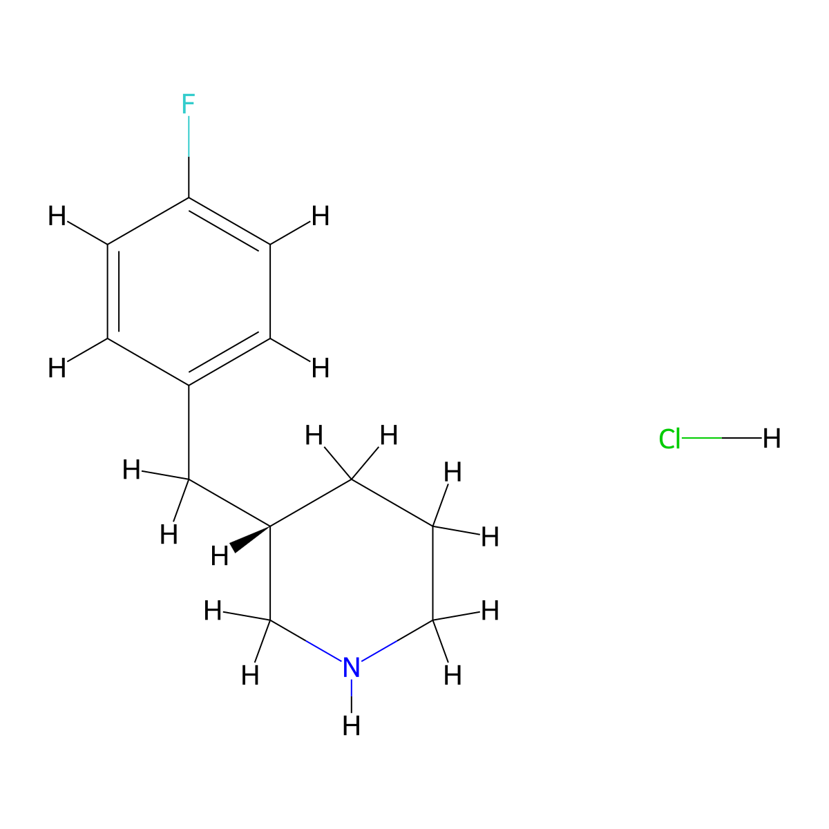 (S)-3-(4-Fluorobenzyl)piperidine hydrochloride molecular structure, CAS 745822-33-7
