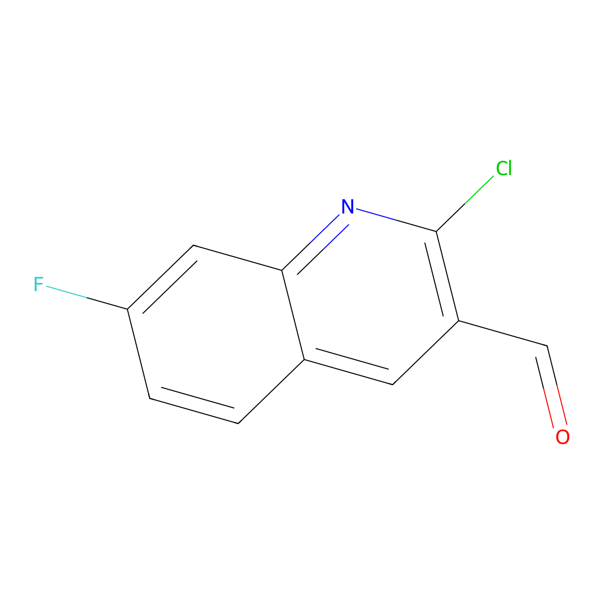 2-Chloro-7-fluoroquinoline-3-carbaldehyde molecular structure, CAS 745830-16-4