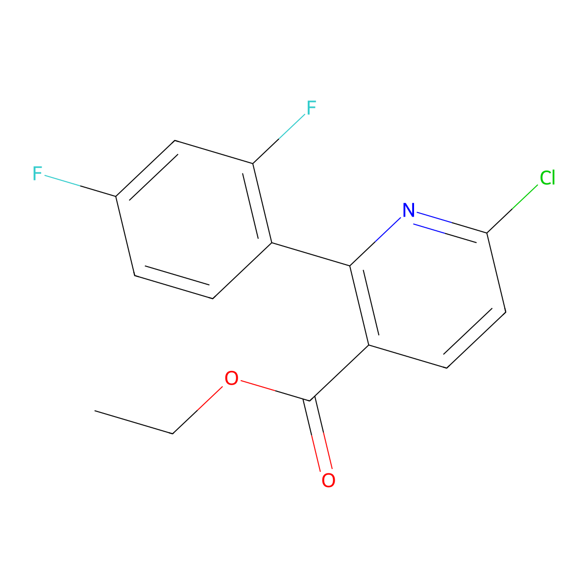 Ethyl 6-chloro-2-(2,4-difluorophenyl)pyridine-3-carboxylate molecular structure, CAS 745833-19-6