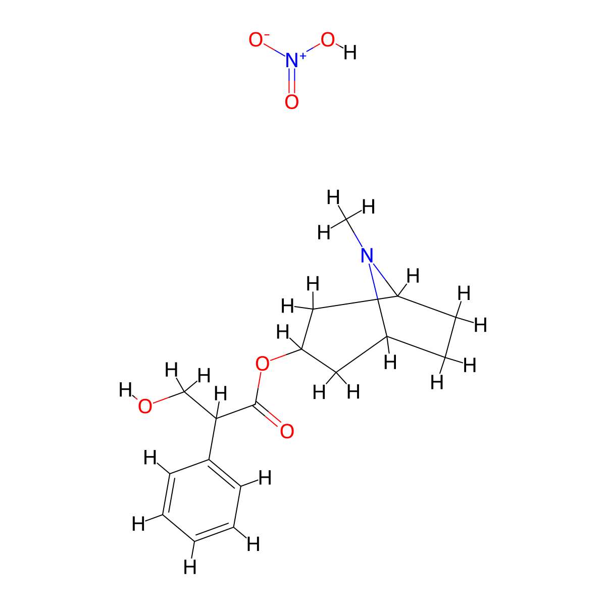 Atropine nitrate molecular structure, CAS 7459-97-4