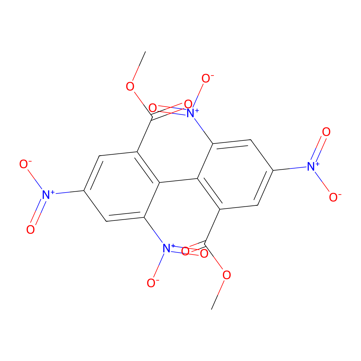 (1,1'-Biphenyl)-2,2'-dicarboxylic acid, 4,4',6,6'-tetranitro-, dimethyl ester molecular structure, CAS 74590-04-8